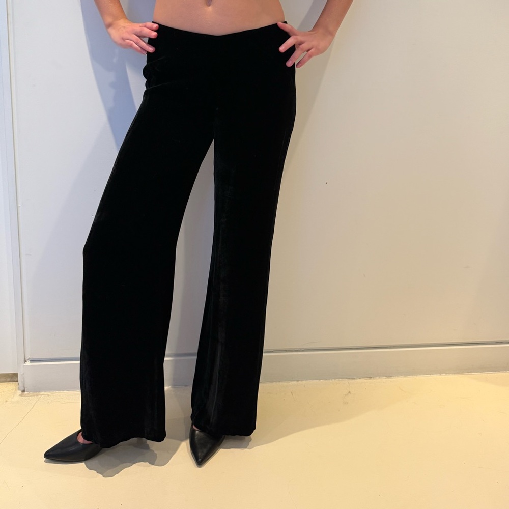 Nougat London Black Velvet Wide Leg Pants